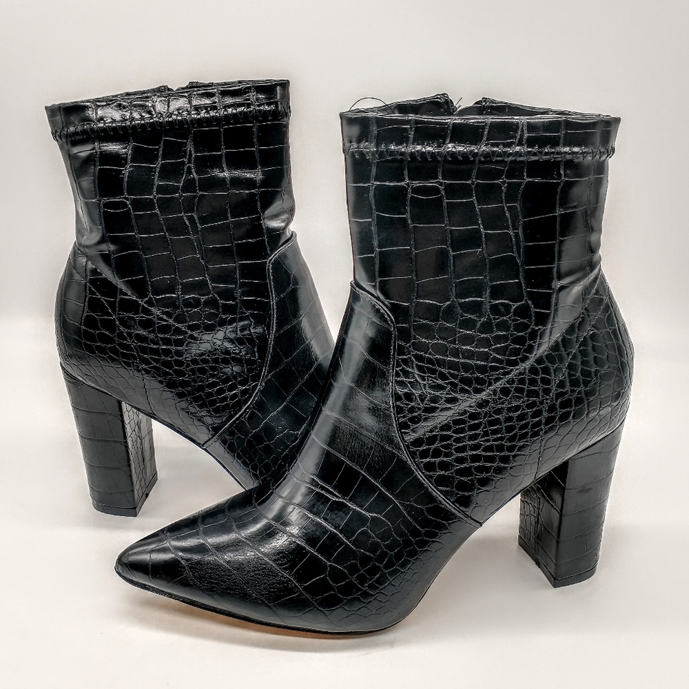 Catherine Malandrino Black Ankle Boots Snakeskin